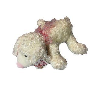 Valentine's Hugs Gund CVS Plush Dog Laying Down Cream Color W/ Pink Bow